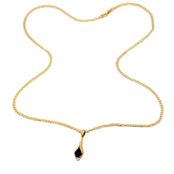 9ct Gold Amethyst / Diamond Pendant with Chain